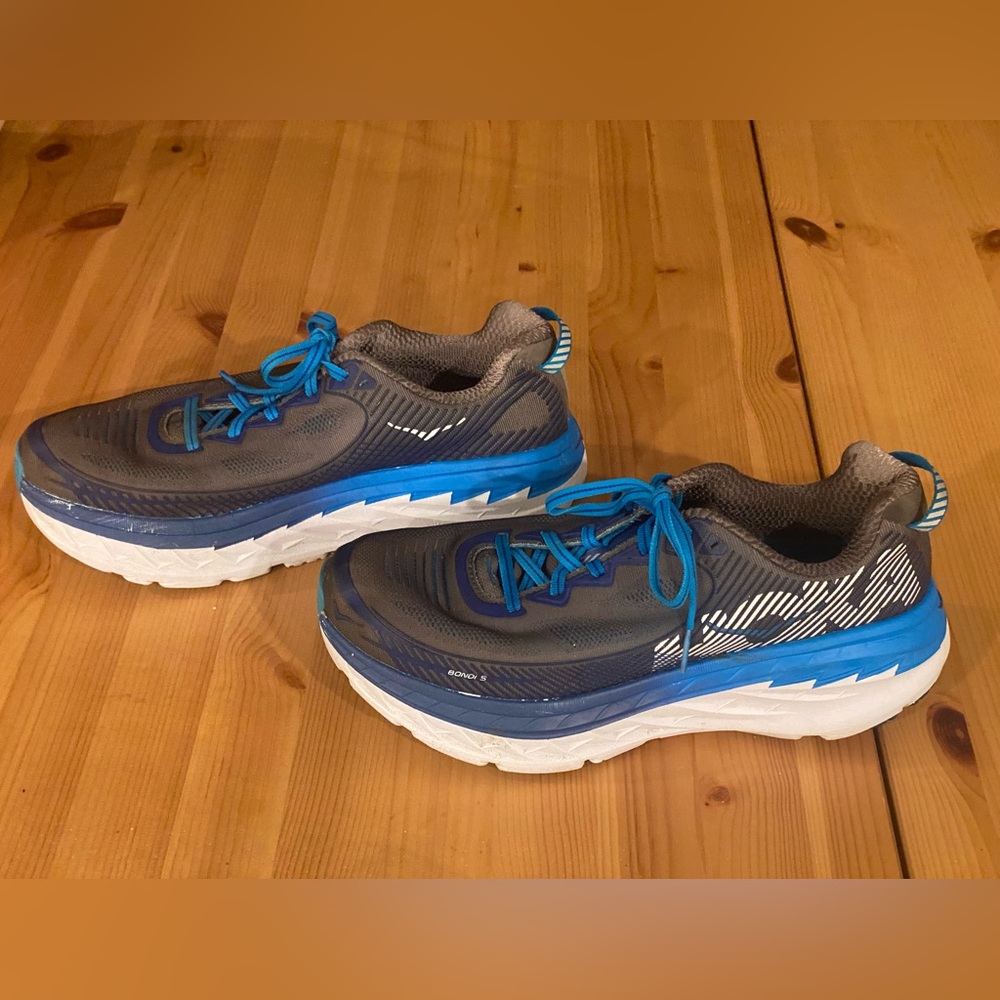Hoka Bondi 5 Running Athletic Shoe "Charcoal Grey/True Blue 8.5 Women’s